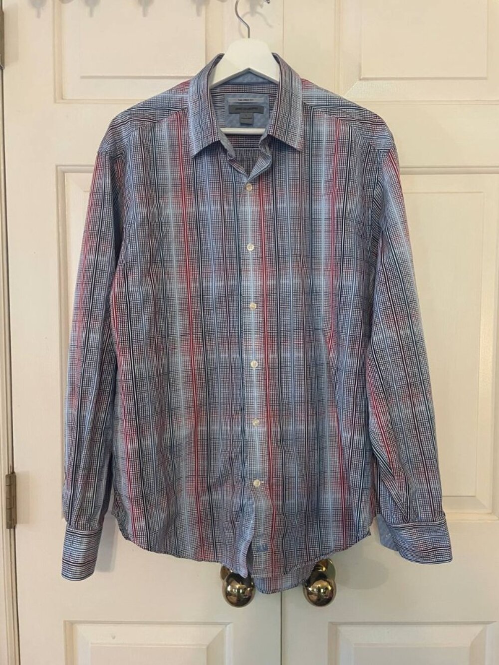 Johnston & Murphy Men's L Tailored Fit Plaid Button-Down Shirt - Classic Preppy